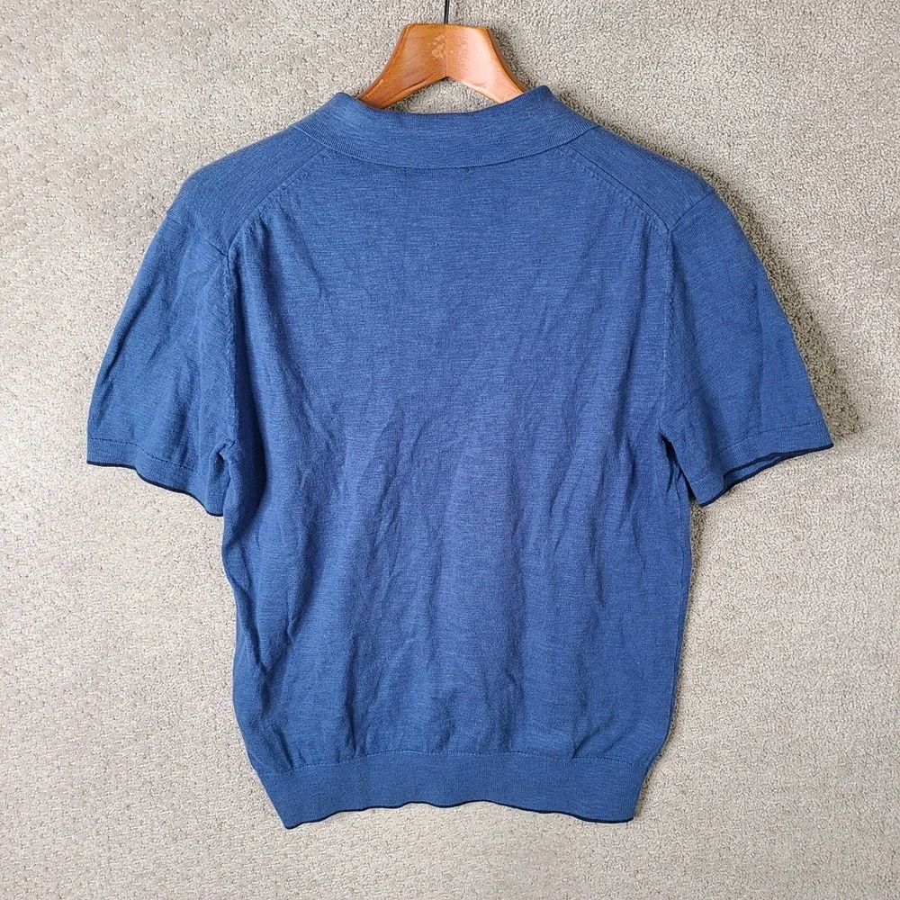 Banana Republic Shirt Mens Medium Blue Polo Sweater Short Sleeve Organic Cotton